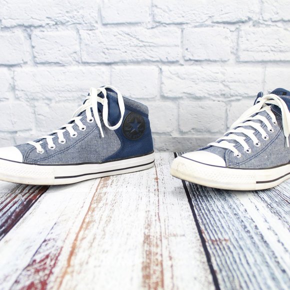 Converse Other - CONVERSE Blue Denim Canvas Lace-Up Hi Top Sneakers Shoes Size M 10 / L 12